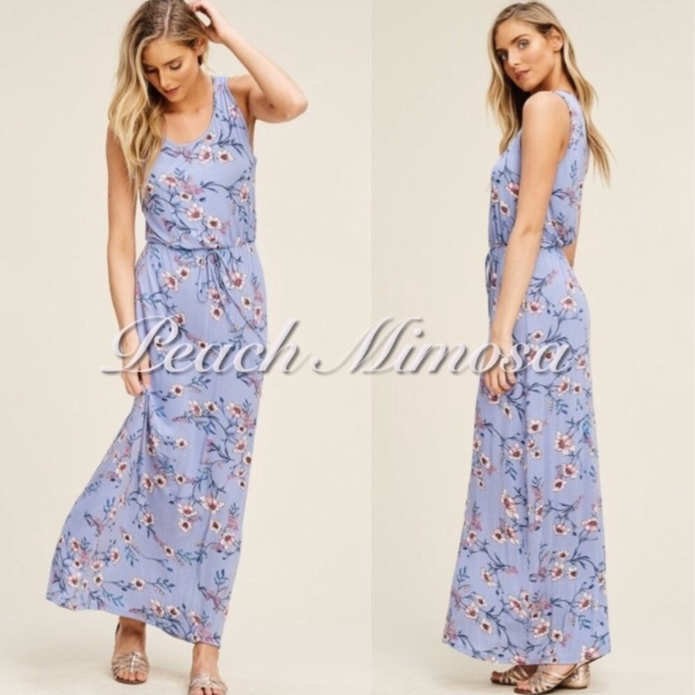 Blue floral print maxi